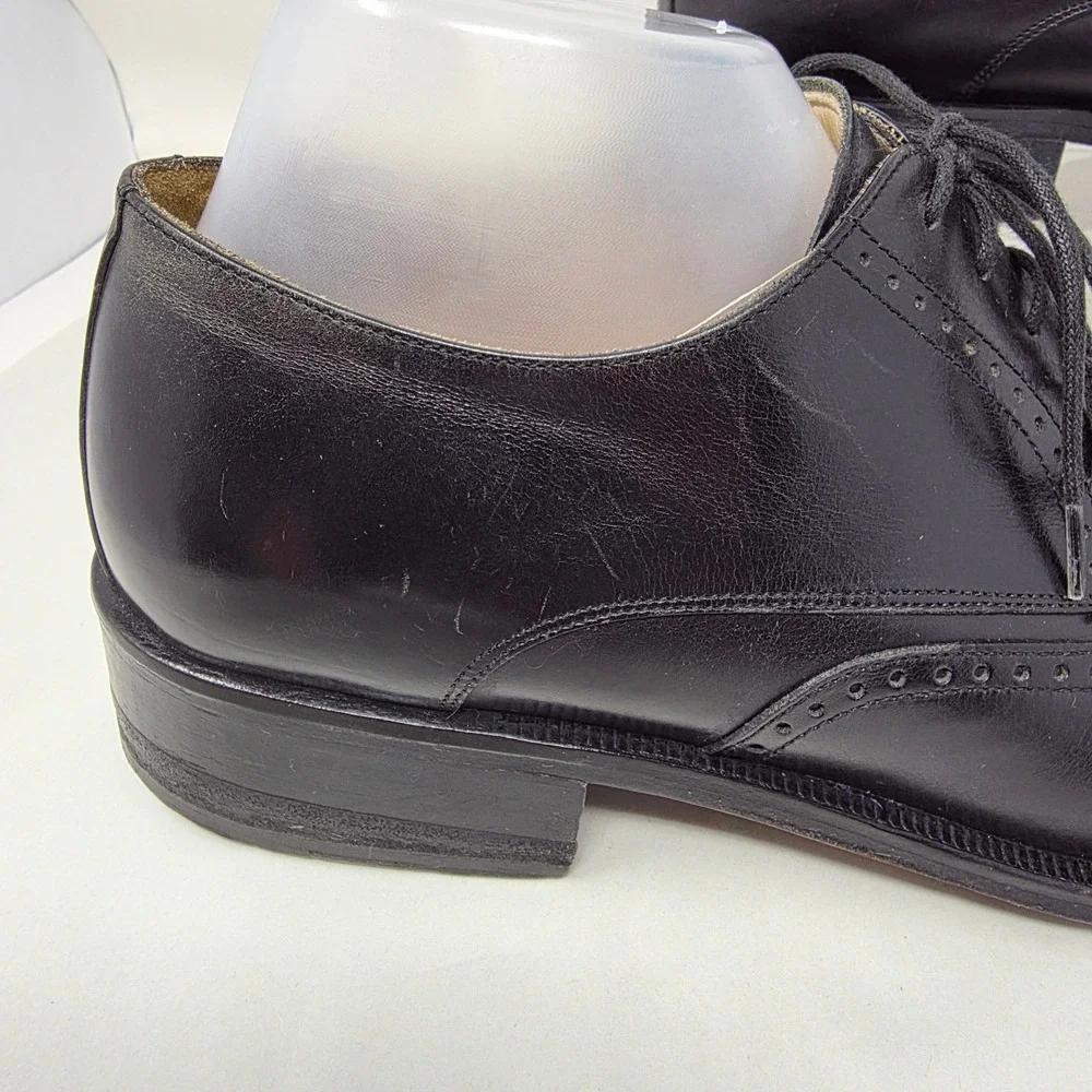 Rockport Wingtip Oxford Mens 9 W APM50131 Black Leather Dress Shoes Italy Good